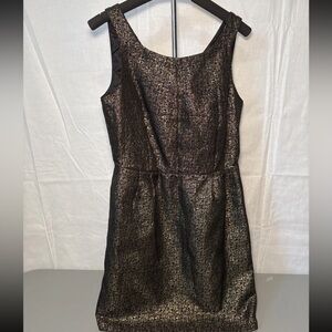 Attention Dress Womens Black Gold Metallic Party Size 6 Cotton Sleeveless